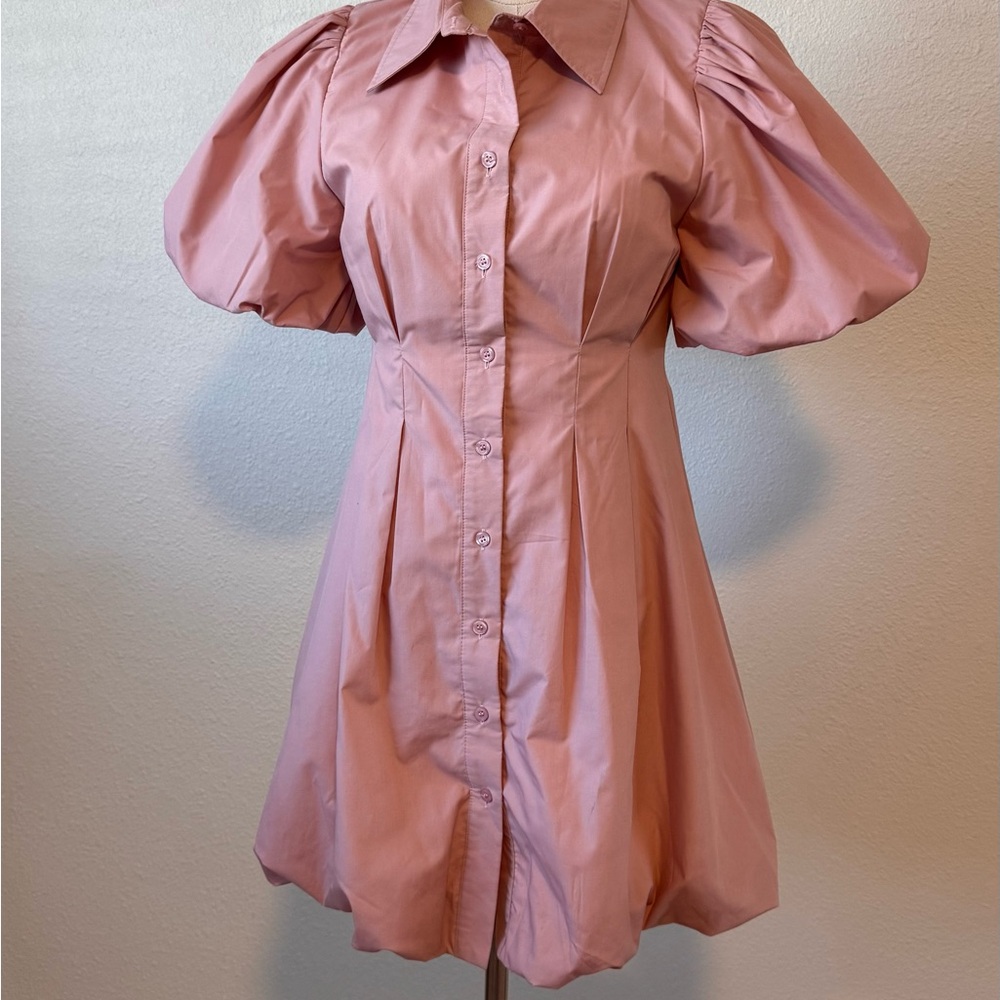 En Saison Blush Pink Button-Up Mini Dress